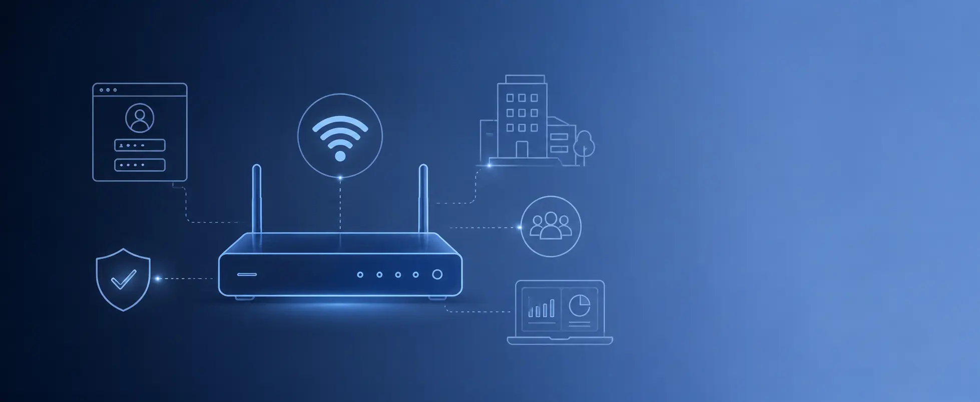Best Captive Portal Router for Business WiFi Business captive portal router connecting guest WiFi login, security, analytics, and user management features.